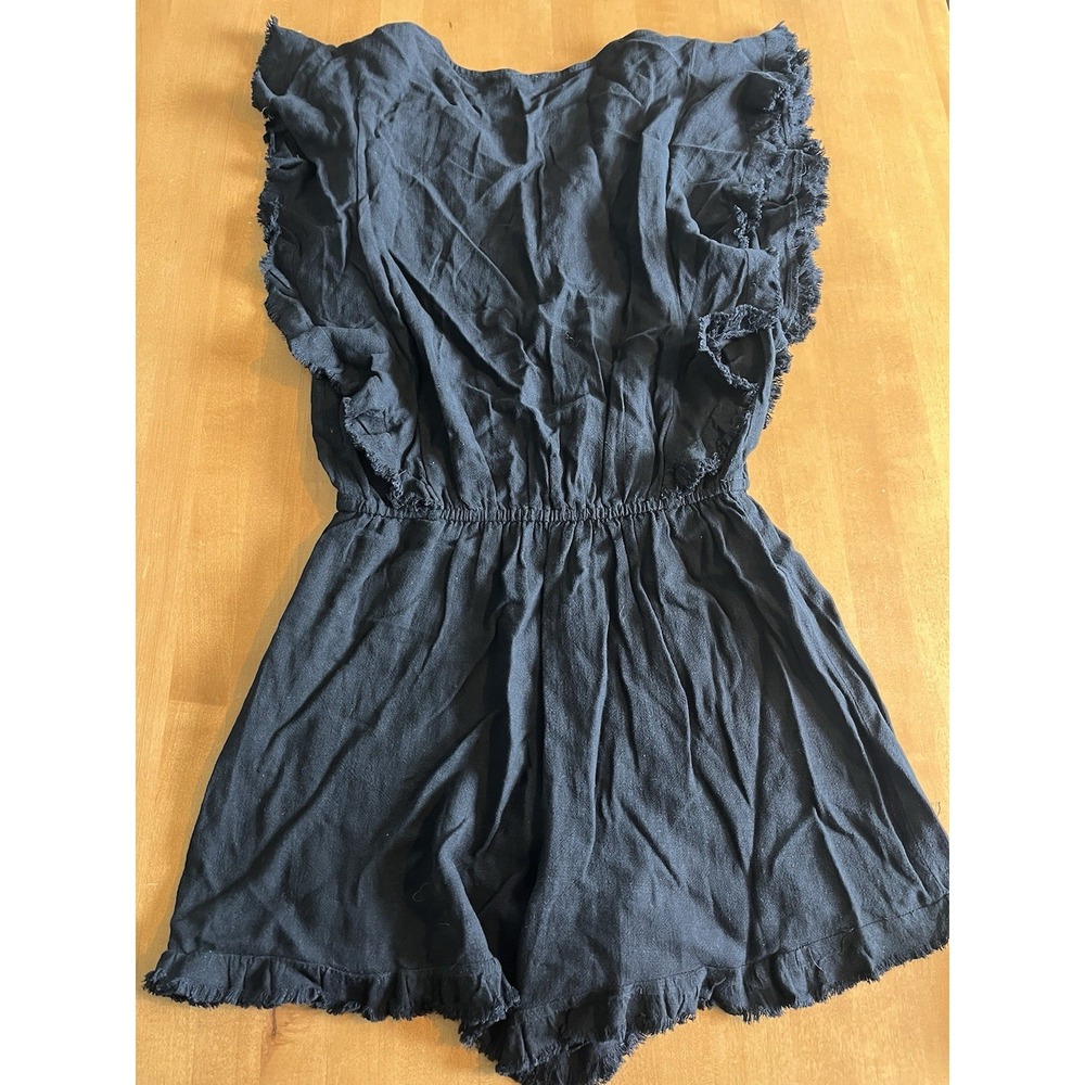 Umgee USA Black Frayed Edge Romper Distressed Women's Sz S Small Shorts Cotton - Picture 9 of 9